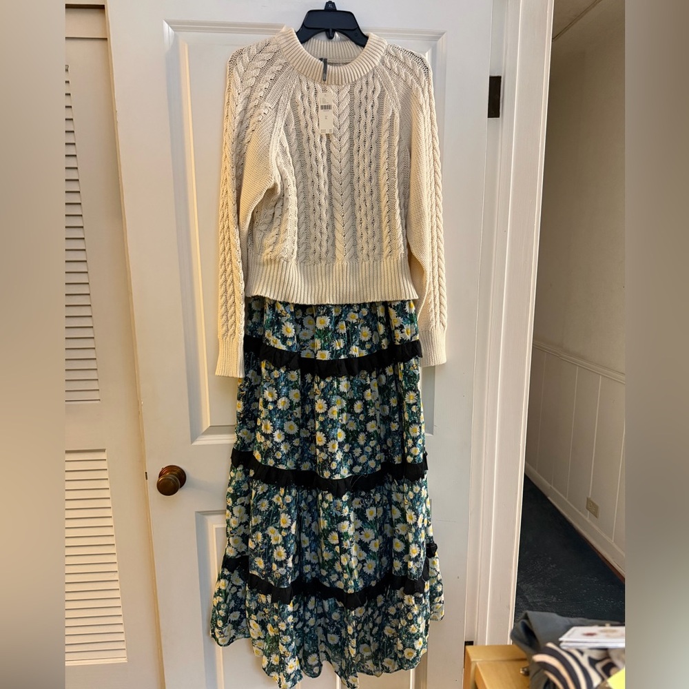 Anthropologie twofer sweater and daisy tiered dress